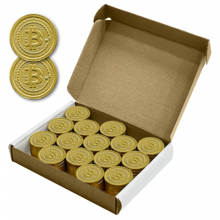 Фигурный шоколад, шоколадные монеты "Bitcoin", 90 шт. по 6 гр.