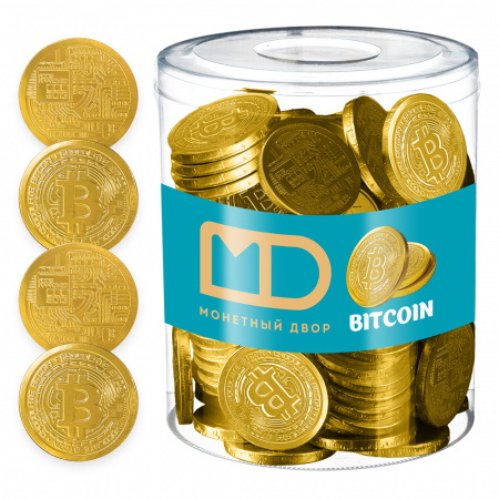 Монеты "Биткоин" Монетный двор в банке, 120 шт по 6 гр.