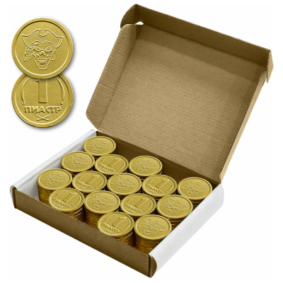 Фигурный шоколад, шоколадные монеты "Золото пиратов", 90 шт. по 6 гр.