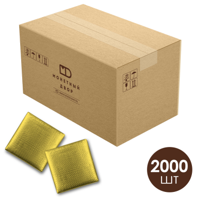Мини-плитки по 5 гр. из шоколадной глазури в золотой фольге, 2000 шт. (10 кг)