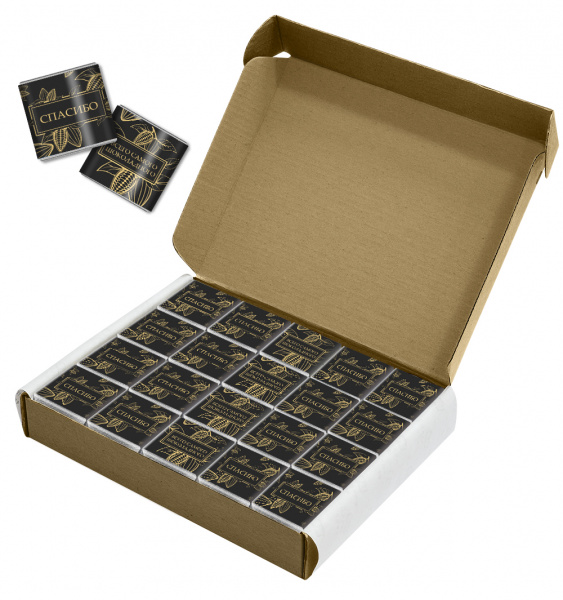 Молочный шоколад Монетный Двор "Спасибо" в мини-плитках по 5 гр, 100 шт