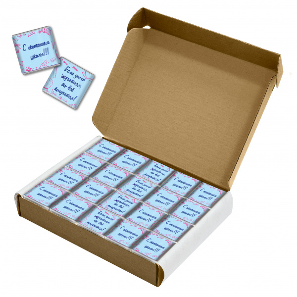 Молочный шоколад Монетный Двор "На выпускной", ассорти в мини-плитках по 5 гр, 100 шт