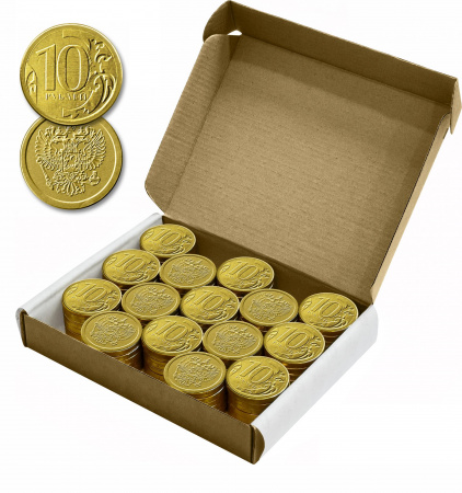 Фигурный шоколад, шоколадные монеты "10 рублей", 90 шт. по 6 гр.